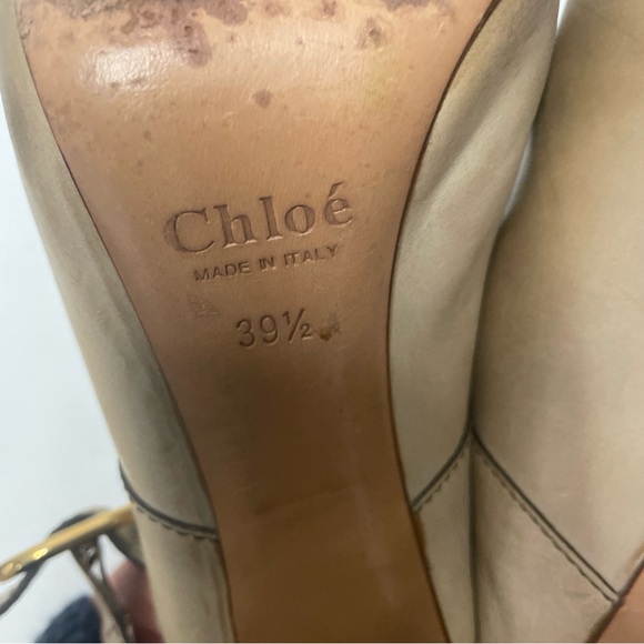 Chloe Made in Italy Slingback Peep Toe Heeled Mules in Tan Size 39 1/2 - Picture 8 of 9